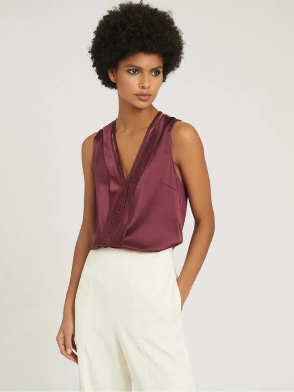 Reiss - Chelsea Silk Blend V-Neck Top